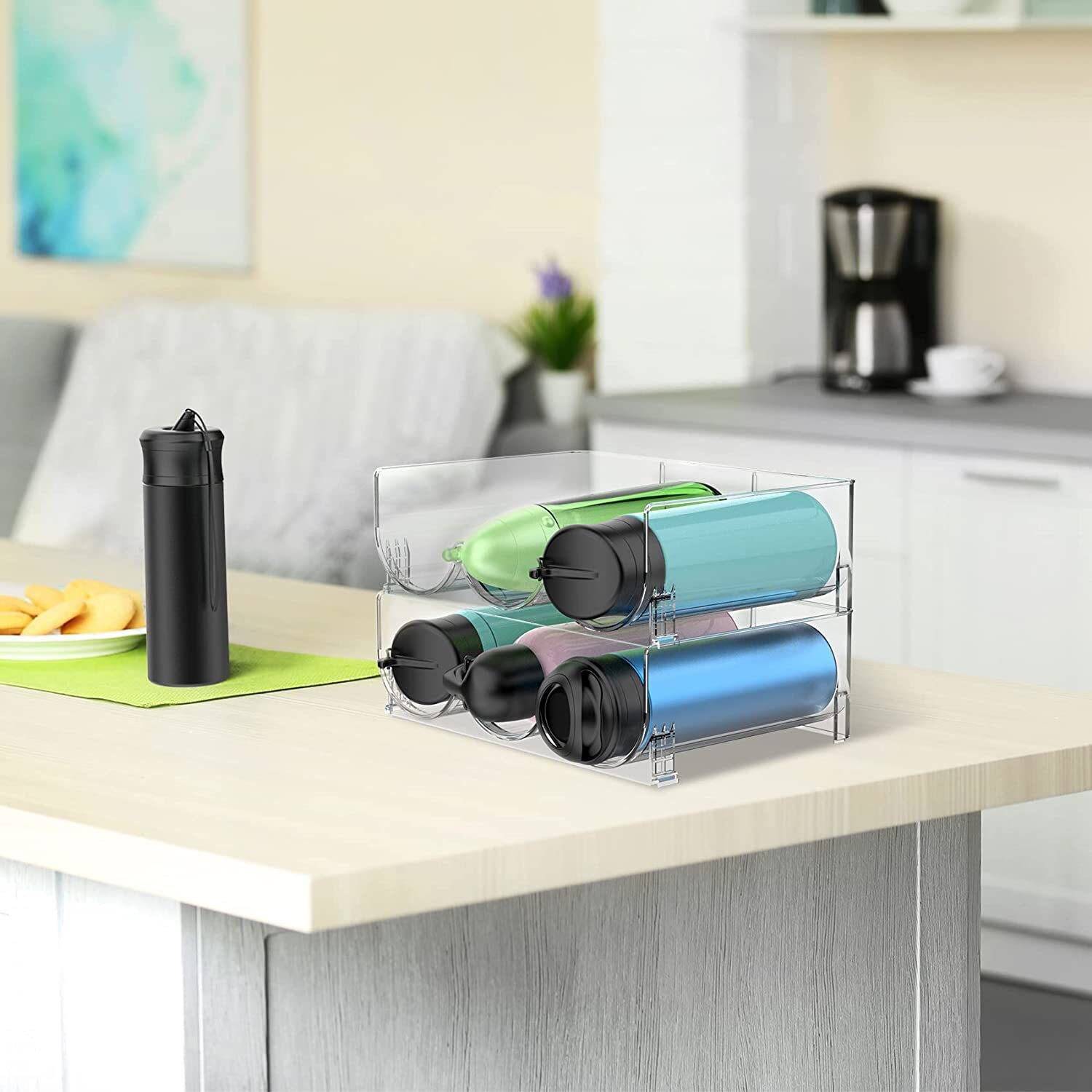 跨境水瓶置物架可叠加透明塑料红酒水饮料罐收纳桌面整理架收纳架