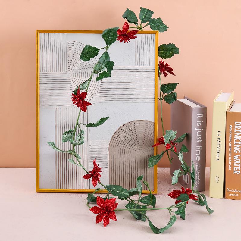 跨境新品7.5CM实心圣诞花藤条壁挂家庭装饰圣诞节 气氛布置
