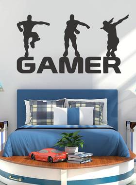 AF2066跨境堡垒之夜GAMER游戏不干胶墙贴 黑色个性游戏贴纸