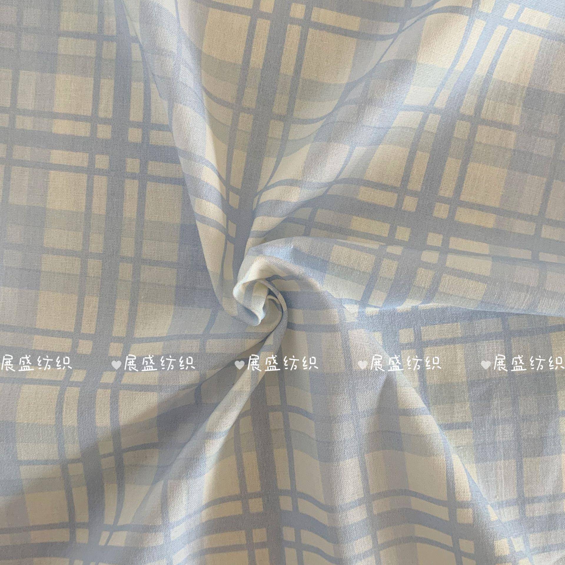全棉40支数码印花布料 素雅韩系格子碎花布女装童装连衣裙睡衣DIY
