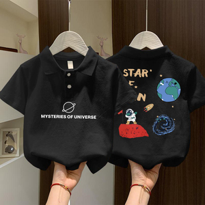 男童纯棉Polo衫短袖夏季2025新款潮流t恤中大童太空卡通男孩上衣