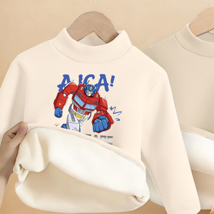 2026秋冬季童装简约风长袖半高领儿童上衣男童痞帅摇粒绒立领t恤