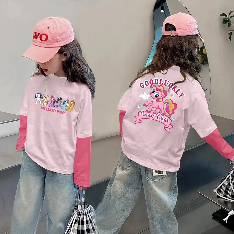 小马宝莉假两件长袖纯棉新款上衣