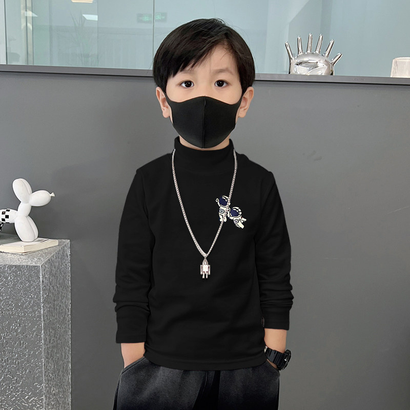 童装德绒长袖半高领打底衫秋冬季男童保暖磨毛内搭中小童发热t恤