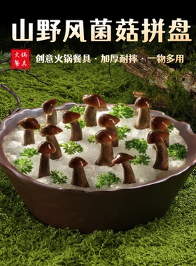 山野风火锅店菌菇深盘野山菌大拼盘云南酸汤菌菇贵州牛肉火锅餐具