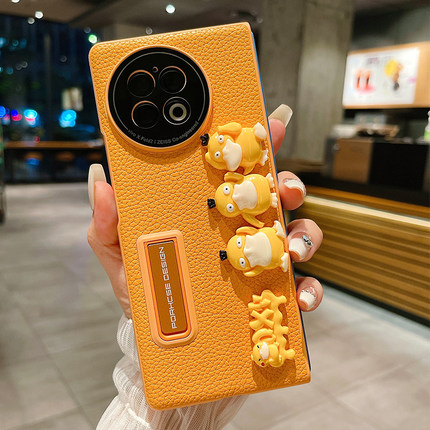 适用vivoxfold2手机壳xfold2折叠屏全包防摔vivo x fold新款超薄保护套vivoxflod+素皮支架可达鸭外壳皮套