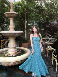 八盖pinky piggy 人鱼姬 长短款印花吊带连衣裙别致收腰辣妹短裙