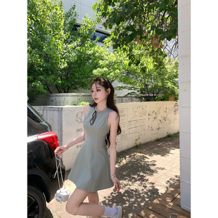 八盖pinky piggy 蓝栀浅调 高智感结构肌理感牛仔连衣裙收腰短裙