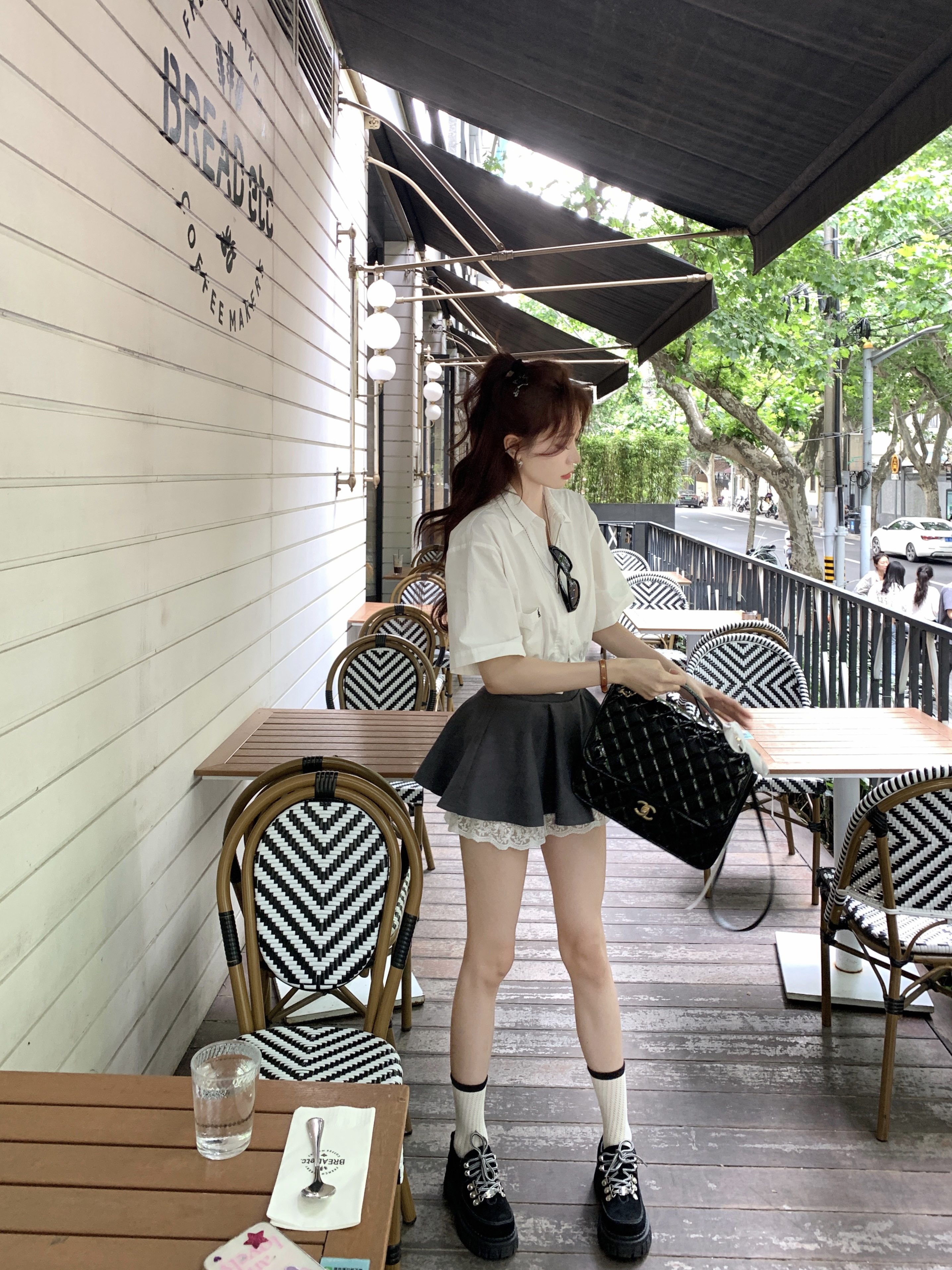 八盖pinky piggy 艺高芭蕾生 学院风灰色蕾丝裙裤修身显瘦辣妹裙