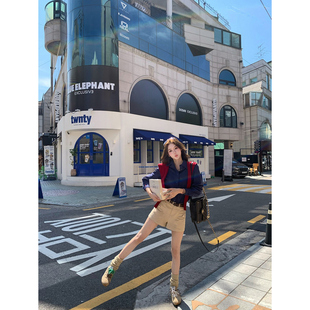 百搭两色女高腰遮胯显瘦直筒短裤 轻氧减等公式 piggy 八盖pinky