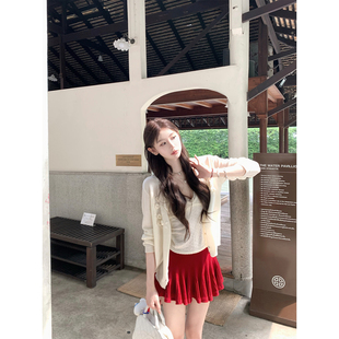 八盖pinky piggy 巴塞前调 手工立体钩花针织套装女开衫吊带半裙