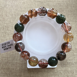 天然彩发晶手串红铜金绿发钛晶发晶多宝组合圆珠手链一物一图礼物