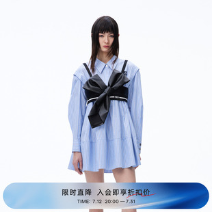 甜酷蝴蝶結(jié)條紋連衣 REVAN芮范奧萊秋季 寵粉直降