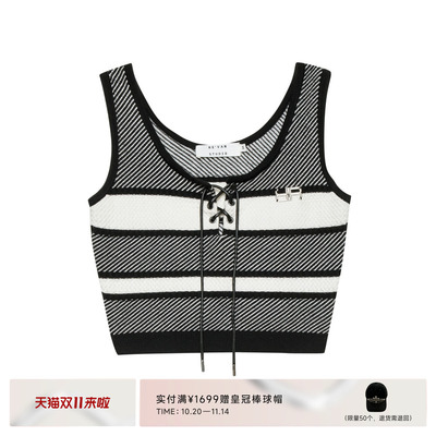REVAN芮范奥莱春季个性微绑带设计针织背心SN11202691