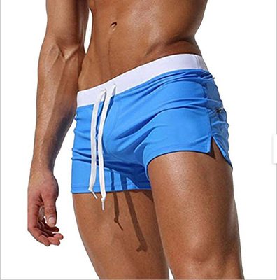 欧美男士纯色性感时尚后口袋设计沙滩透气速干裤平角沙滩裤泳裤