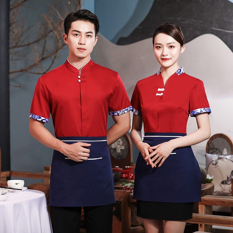 服务员工作服短袖女餐饮火锅店饭店服装中国风酒店餐厅夏装