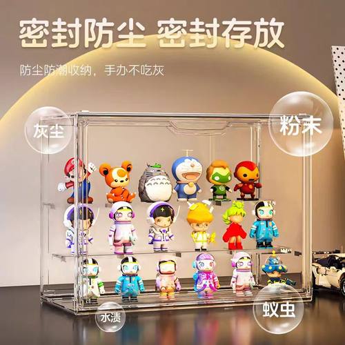 拉布布展示盒透明防尘收纳箱