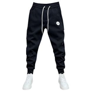 2024新款灰色休闲裤秋冬男士裤子加绒运动九分裤痞帅宽松束脚卫裤