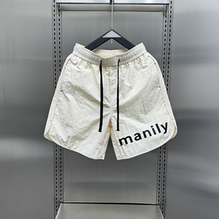 新款 冰丝速干运动裤 五分裤 宽松字母印花沙滩裤 男潮流时尚 2024夏季