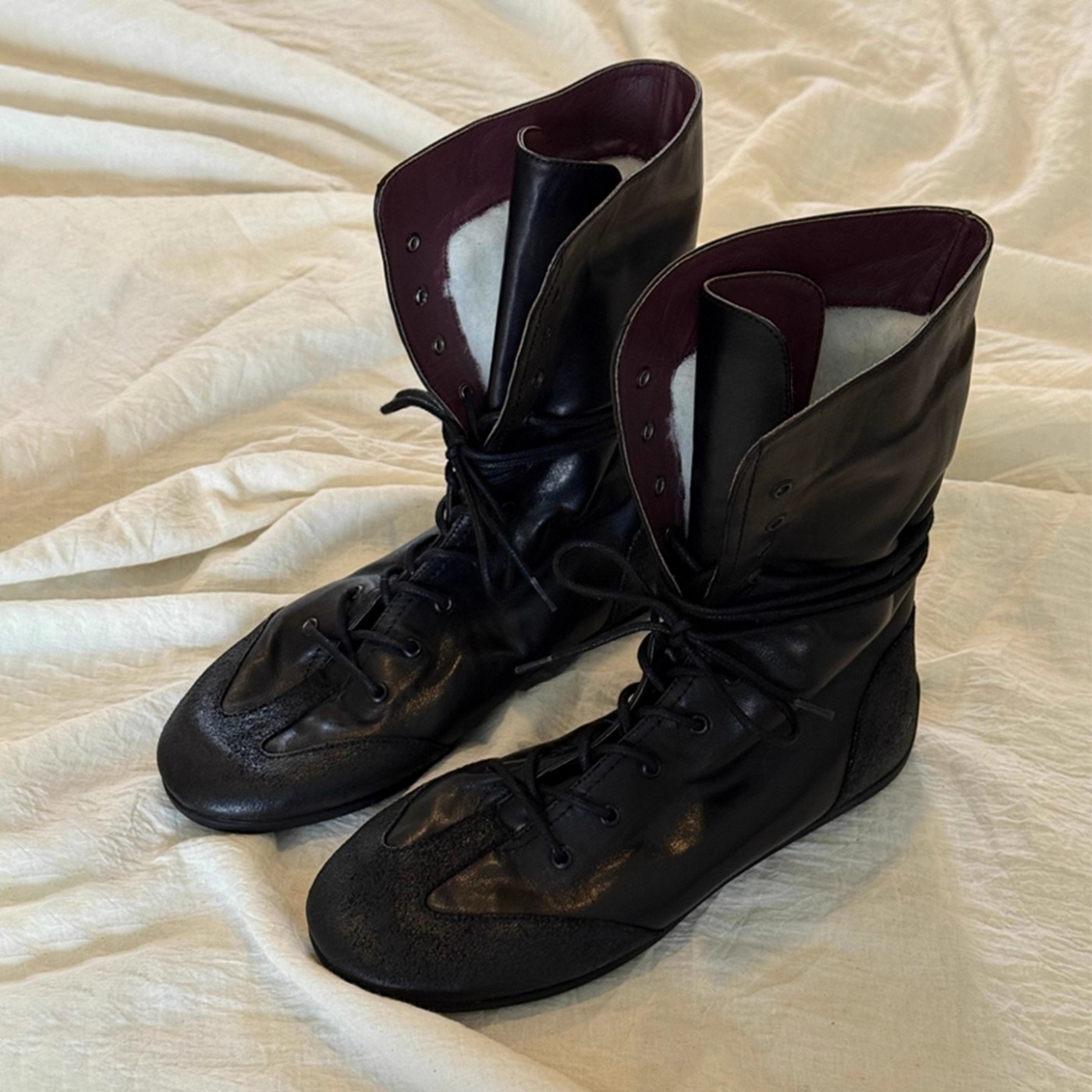 牛皮版~复古小众系带马丁靴女英伦风加绒保暖拳击靴平底机车短靴,女鞋,时装靴,淘宝优惠券,粉丝福利购,淘宝优惠卷