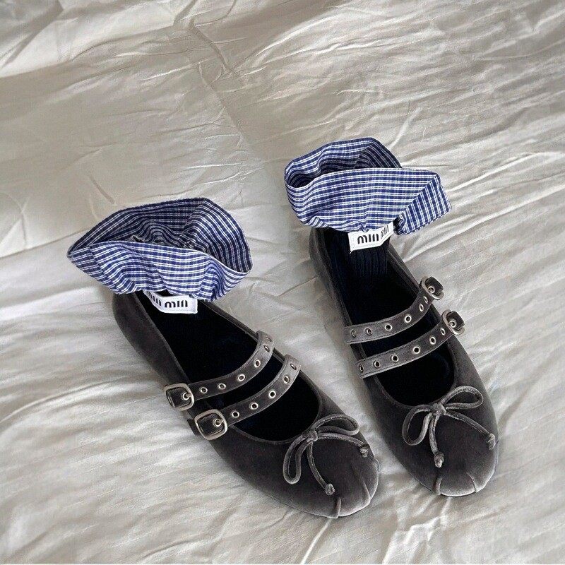 羊皮版平底玛丽珍鞋女2025春季新款双扣带蝴蝶结芭蕾舞鞋复古单鞋,女鞋,浅口单鞋,淘宝优惠券,粉丝福利购,淘宝优惠卷