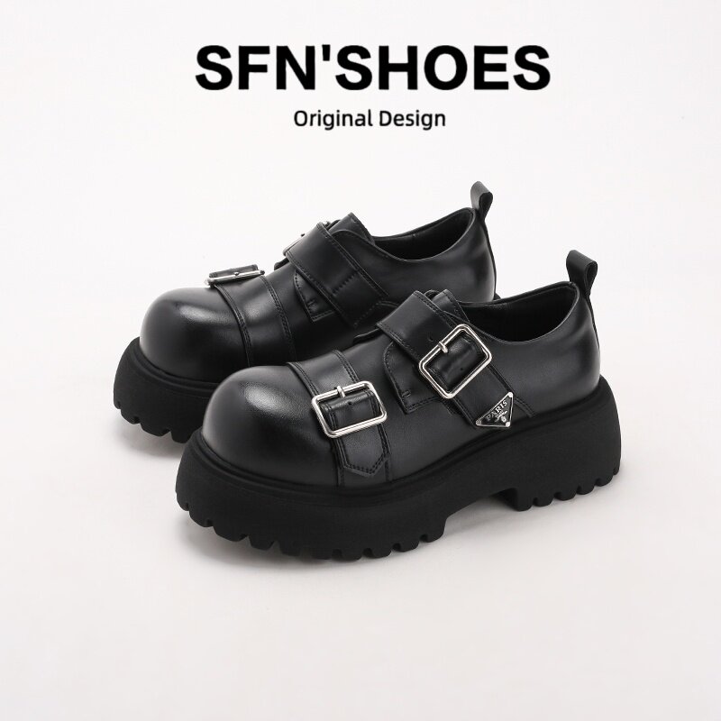 牛皮版~英伦风厚底乐福鞋女款2026新款配裙子增高小皮鞋真皮单鞋