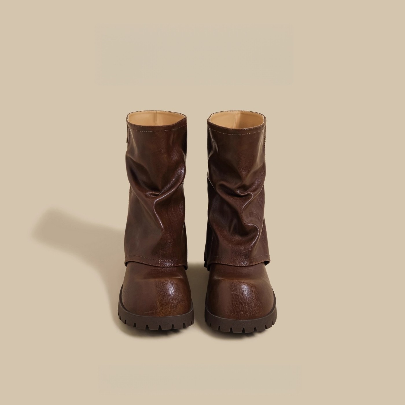 美拉德棕色小个子堆堆短靴子女2025冬季新款裤管靴厚底马丁靴女款,女鞋,马丁靴,淘宝优惠券,粉丝福利购,淘宝优惠卷