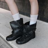 牛皮芭蕾风短靴女2025新款 复古西部靴子褶皱堆堆靴方头真皮马丁靴