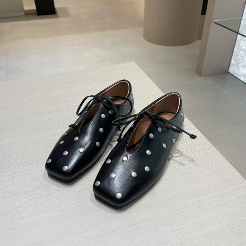 羊皮版~小众设计感铆钉系带蝴蝶结单鞋女复古增高方头甜酷小皮鞋,女鞋,浅口单鞋,淘宝优惠券,粉丝福利购,淘宝优惠卷