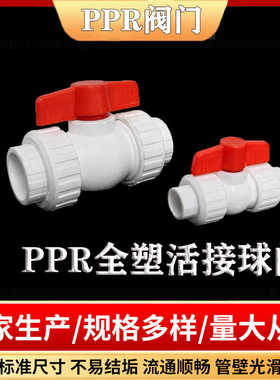 ppr4分20双活接全塑球阀 25双头活接热熔球阀ppr阀门 ppr水管配件
