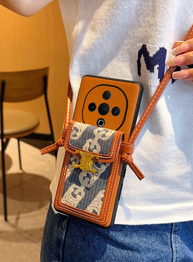 适用于vivoY300手机壳全包简约防摔潮牌蓝色卡包Y300保护套创意奢华时尚斜挎皮纹Y300新款挂绳女款