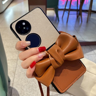 适用于华为Pocket2手机壳创意时尚斜挎挂绳便捷华为pocket2高级感蝴蝶结插卡包Pocket2全包折叠防摔保护套