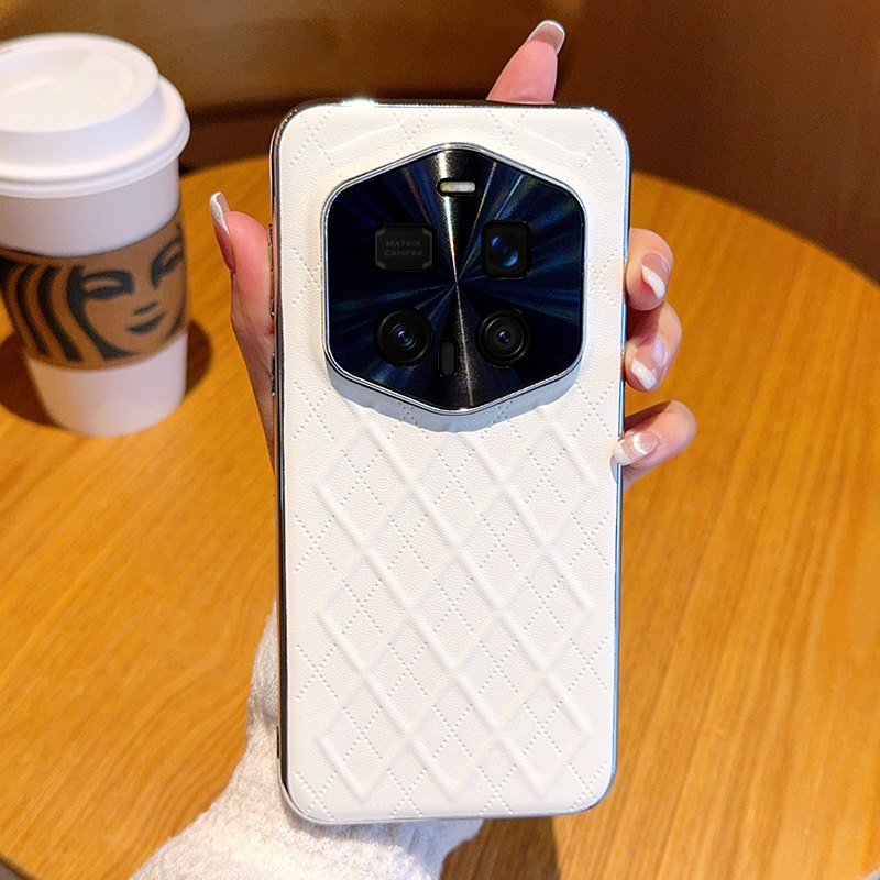 适用于荣耀Magic7RSR保时捷手机壳高档奢华电镀菱格三色硬壳荣耀magic7rsr新款皮质轻薄防摔商务男女潮款外壳