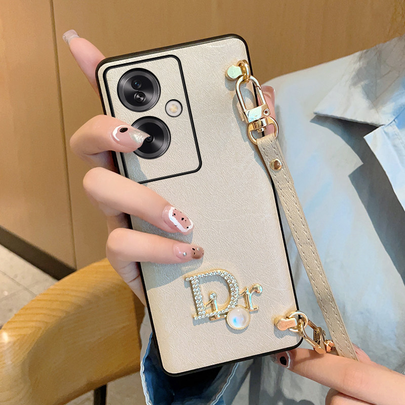 适用于OPPOA2手机壳潮流时尚高级感斜挎挂绳OPPOA2pro创意潮牌DR字母蚕丝纹外壳OPPO新款防摔轻薄保护套女款