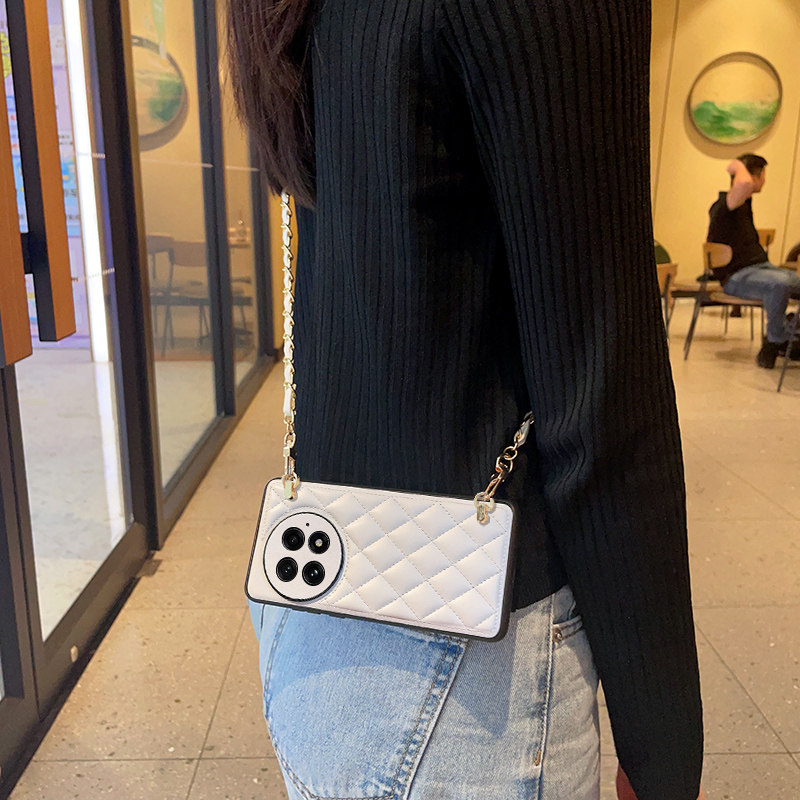 适用于一加13手机壳时尚便捷斜挎背包链女潮款1加13全包防摔创意保护套1+13简约纯色小香风皮纹硬壳