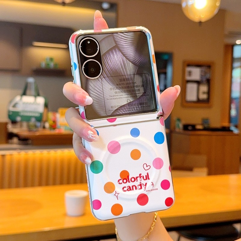 适用小米MIXFlip2手机壳奢华壳膜一体卡通小米MIXFlip2折叠屏保护套磁吸潮牌防摔磁吸甲网红创意彩色波点