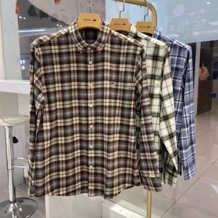 卡帝乐鳄鱼男士格子衬衫纯棉磨毛加厚衬衣2025年秋冬新款上衣休闲