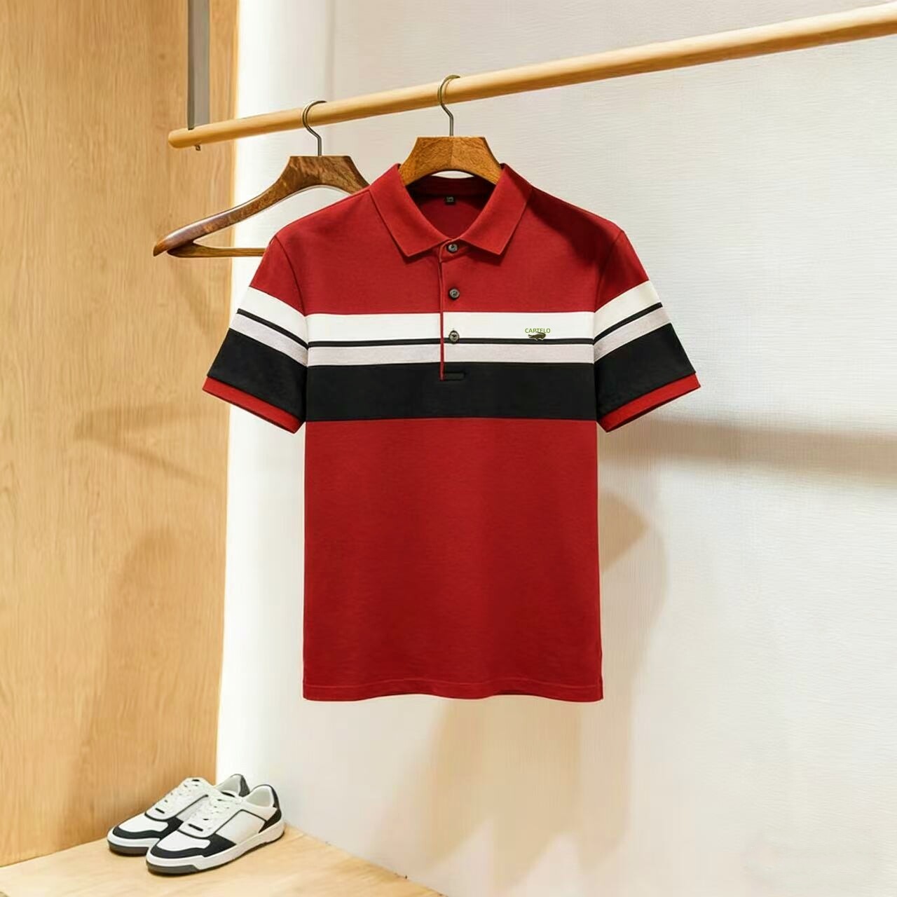 鳄鱼男装条纹POLO衫短袖纯棉透气商务翻领t恤2024夏新款休闲上衣