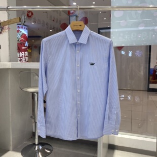 2025年秋季新款纯棉长袖衬衫男士卡帝乐鳄鱼条纹休闲衬衣百搭上衣