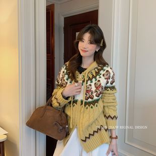 SUSAN 韩系连帽费尔岛麻花拉链保暖毛衣2278s