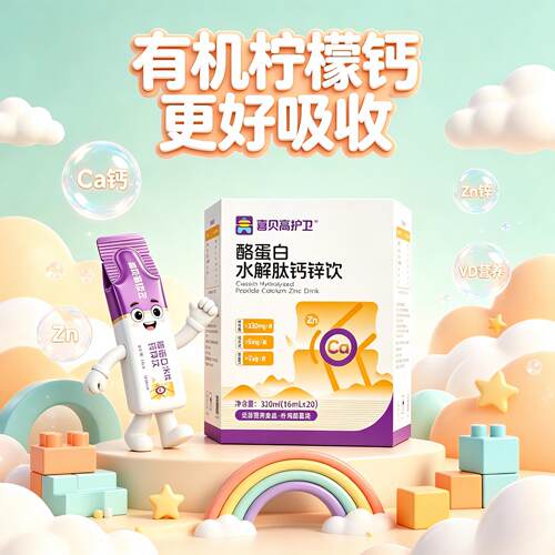 【护卫系列】喜贝高水解酪蛋白钙锌特膳饮儿童有机钙葡萄酸锌