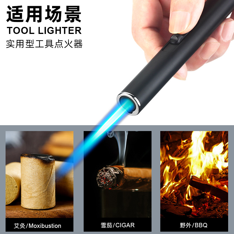 充气打火机防风直冲放炮神器焊枪长手柄喷火雪茄点艾灸专用点火器