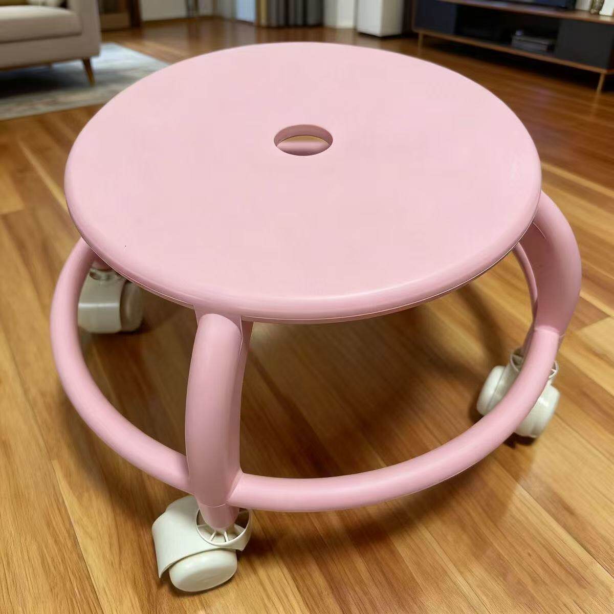 滑轮矮凳塑料圆凳儿童静音家用旋转带娃美缝凳子万向轮花盆拖盘