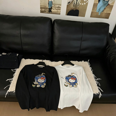 UNCLE BE秋上新SODA卡通罐头kitty字母宽松长袖T恤