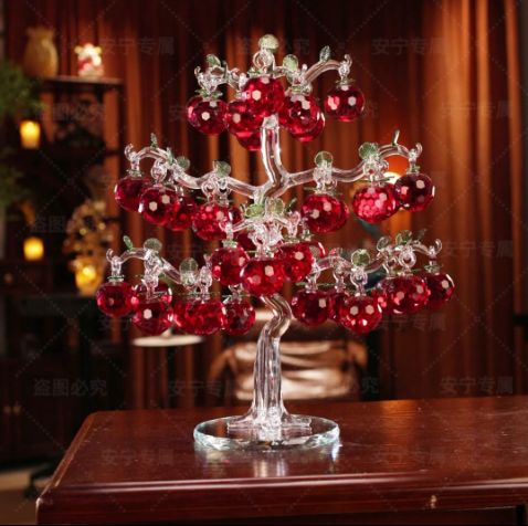 36挂水晶苹果树家居饰品摆件酒柜茶几办公桌影视柜装饰品
