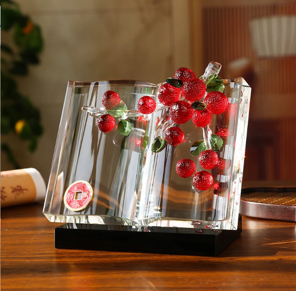 水晶摆件“一本万利”家居办公室酒柜影视柜书桌收银台摆件装饰品