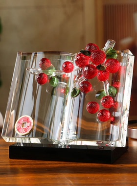 水晶摆件“一本万利”家居办公室酒柜影视柜书桌收银台摆件装饰品