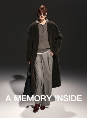 董洁同款 A Memory Inside100羊毛浴袍大衣外套女中长款毛呢外套