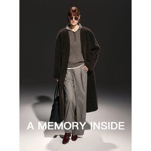 Inside100羊毛浴袍大衣外套女中长款 Memory 毛呢外套 董洁同款
