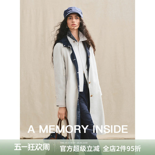 A Memory Inside两面穿抽绳连帽廓形长款风衣外套女2025春季新款 - 封面